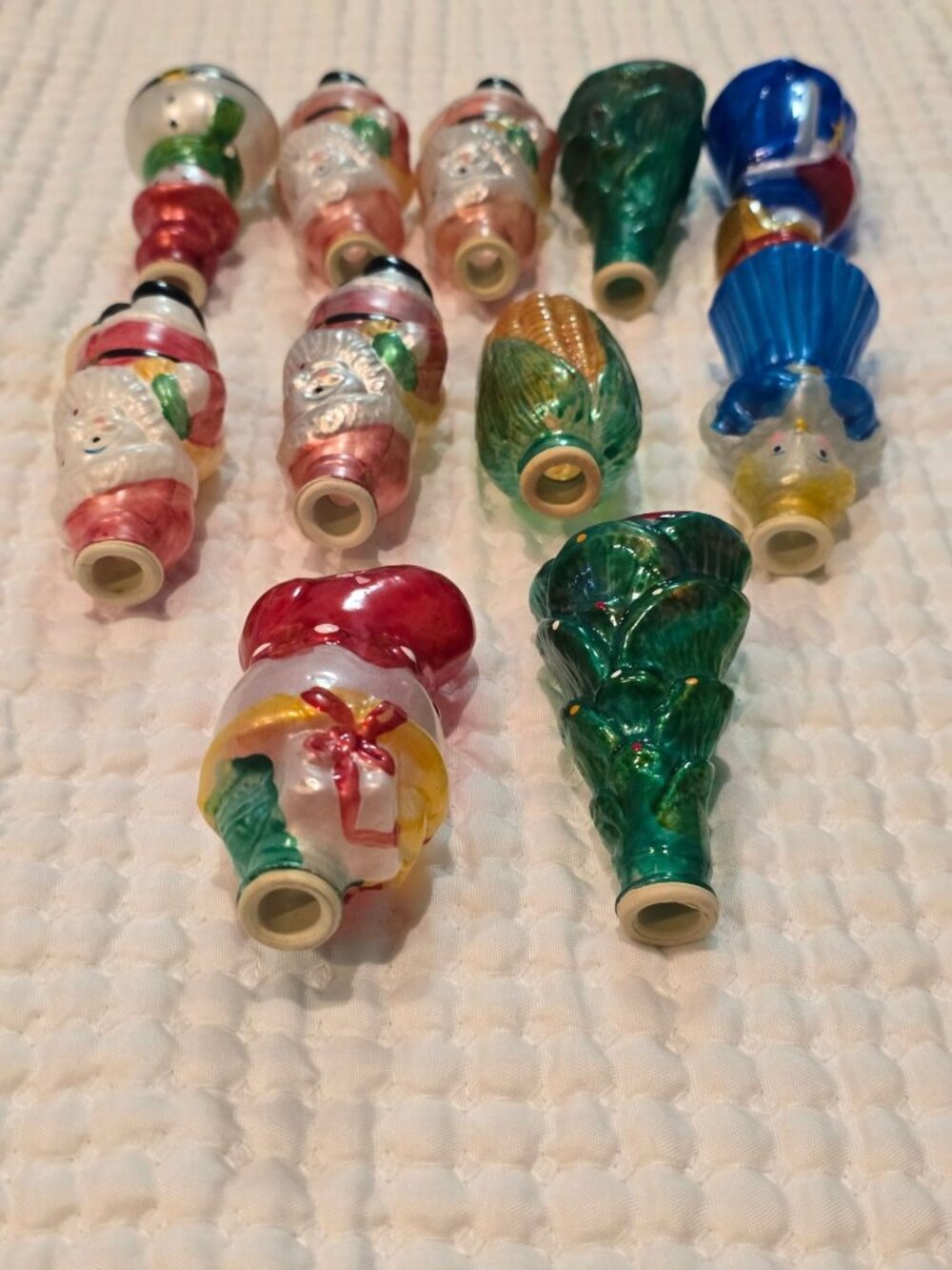 Vintage Christmas Tree Light Covers Blown Glass Holiday Set Of 11 - Picture 15 of 15